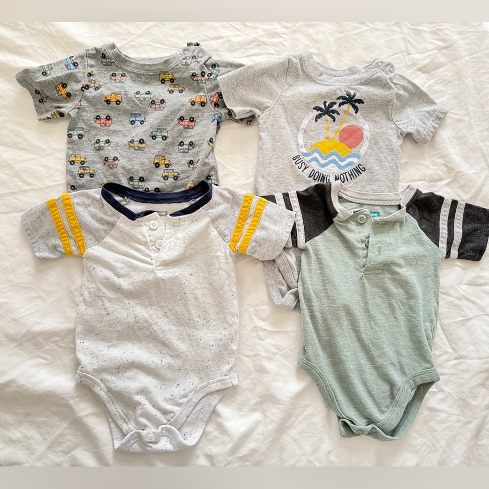 Garanimals Bodysuit Crewneck Button Boys Baby Toddler 12M BUNDLE of 4 PCS
